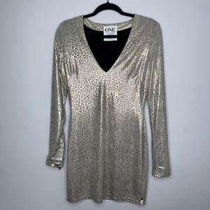 One By One Teaspoon Women’s Shimmer Leopard Print Dress V Neck Size Medium - Picture 1 of 5