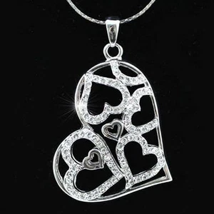 CADENA Y COLGANTE CORAZÓN 3D CON CRISTAL Y ORO 18 KT. CHAPADO - Imagen 1 de 2
