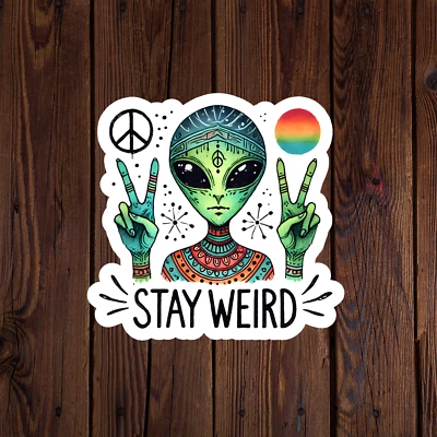 BUMBLEBEE APPAREL Alien UFO sticker vinyl decal hippie stay weird laptop car window cryptid