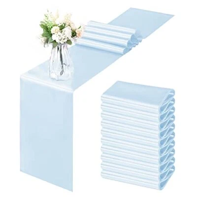 Horbaunal Pack Satin Table Runner x 108 Inch, Smooth Table 12 Light Blue - Image 1 of 4