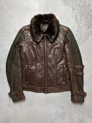 Santacroce Firenze Archive Brown Leather Jacket With Fur Collar Luxury Hype Rare - Image 1 of 4