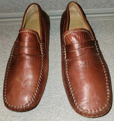 Mocassins mocassins de direção Robert Zur Sven couro macio marrom - EUA 11 masculino - Imagem 1 de 4