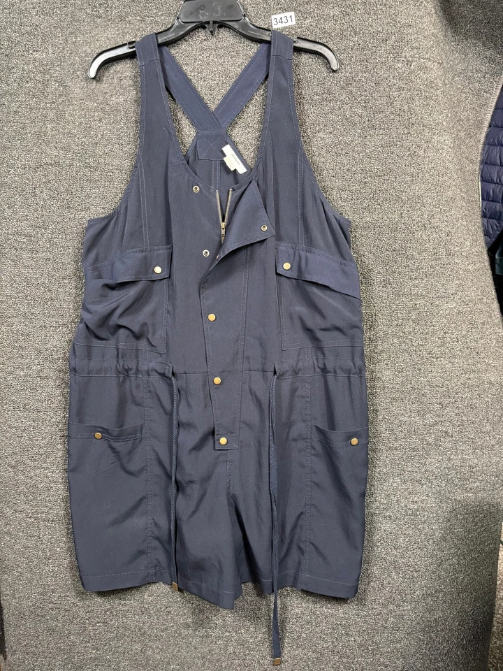 Elevenses Romper Womens Size L Utility Overalls Shorts Pockets Anthropologie - Image 1 of 4