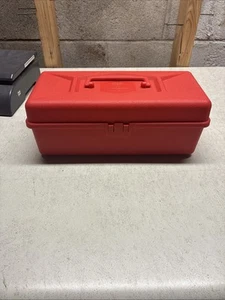 Vintage Trophy Taskmaster Tackle Box Red Color 11.5" x 5.25” x 4.5" Plastic USA - Picture 1 of 11