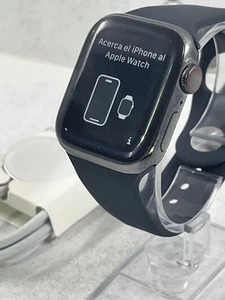 Apple Watch Series 8 (Cell) 41mm Graphite St St w/ Midnight Sport Band MNVG3LL/A - Picture 1 of 10