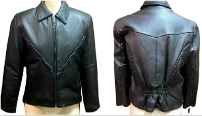 USA Bikers Dream Apparel Women's Black Braided Motorcycle Jacket With Lining S - Image 1 of 4