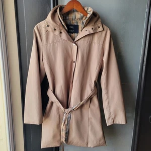 Burberry Of London VTG Women's Trench Coat M Zip Buttons Tan Long Sleeve No Hood - Picture 1 of 21