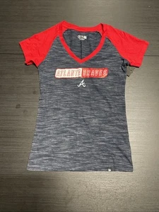 Size Small MLB New Era Atlanta Braves Women’s V Neck Tee Shirt - Picture 1 of 7