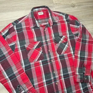 Vintage Five Brother Hemd Herren Large Tall rot kariert Flanell Knopfleiste Arbeitskleidung - Bild 1 von 6