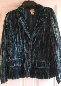 CHICO'S Silk Blend Cut Velvet Blazer - Chico's 2 (12/14) - Notch Lapel, 3 Btns - Picture 1 of 5