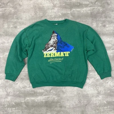 vintage 80s ZERMATT Switzerland sweatshirt crewneck pullover travel vacation - Image 1 of 4