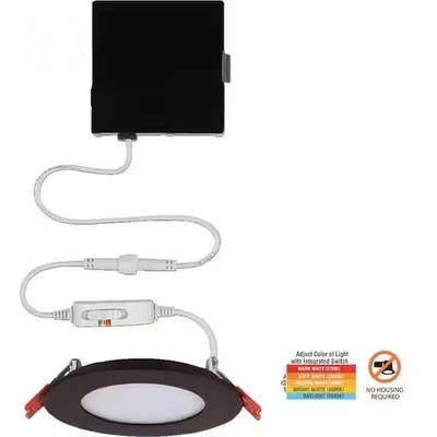 商用电动超薄 4 英寸 Canless嵌入式LED套件油磨青铜 — 第 1/3 张图片