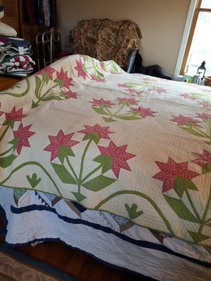 Gorgeous, 1800's Quilt Carolina Lilly 94" ×75. - Image 1 of 4