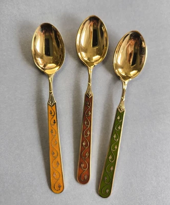 Vintage Sterling Silver 925 Enamel 3 Spoons Th.Marthinsen Norway - Image 1 of 4