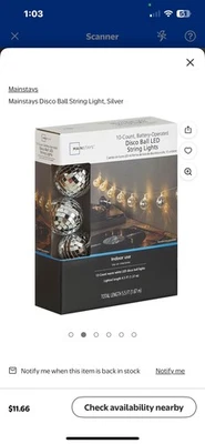 Mainstays 10-Count Battery-Operated Indoor Disco Ball Lights,with Warm White LED - Image 1 of 4