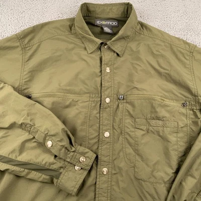 Camisa ExOfficio Para Hombres XL Verde Nylon Manga Larga Senderismo Pesca Bolsillos Utilitarios Foto 1 de 4