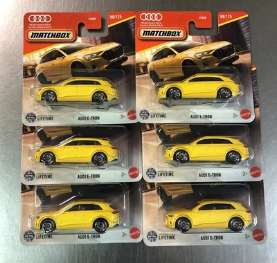 MATCHBOX 2025 TARJETAS CORTAS SERIE (LOTE DE 6) AUDI E-TRON PINTURA AMARILLA Foto 1 de 4