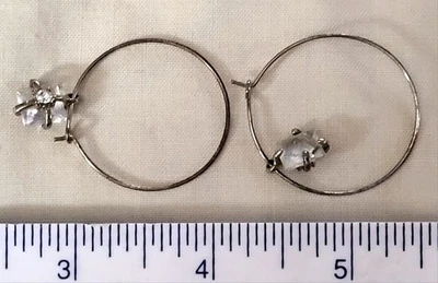 Vintage .925 Sterling Silver Quartz Crystal Hoop Earings - Image 1 of 4