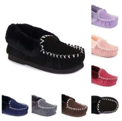 Unisex Australian Sheepskin Wool Moccasins Slippers Mocasin Mocassin Leather Ugg - Image 1 of 4