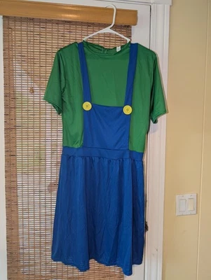 XL Women's Mario Brother Luigi Costume Worn Once Super Mario Bros - Photo 1/2