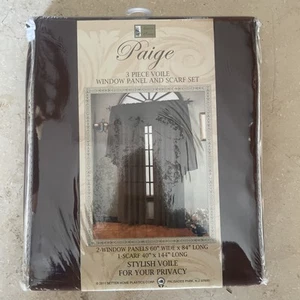 Better Home Page 3-teiliges Voile Fenster Panel und Schal Set dunkel weinrot Neu! - Bild 1 von 2