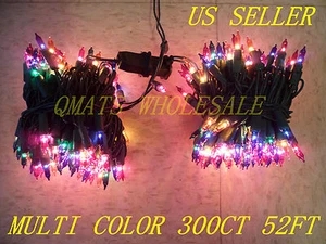 300CT MULTI COLOR Christmas Tree Lights String Green Wire Indoor Outdoor 52FT  - Picture 1 of 2