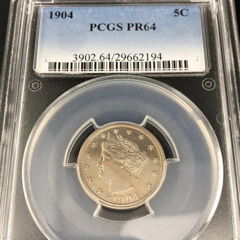 1904 Liberty V Nickel 5C PCGS PR64 Gold Toning Cover