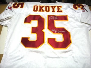CHRISTIAN OKOYE KANSAS CITY CHIEFS W/COA SIGNED OFFICIAL LICENSED REEBOK JERSEY - Picture 1 of 2