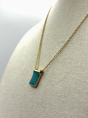 Collar Colgante Rectángulo Esmalte Turquesa Tono Dorado Bellas Artes Premier Designs Foto 1 de 4