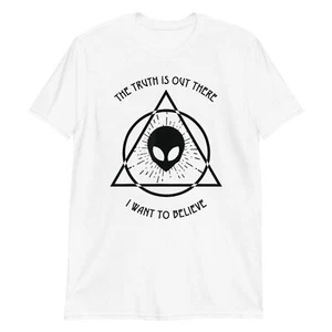 I Want To Believe Tee Alien UFO T-Shirt - Picture 1 of 8