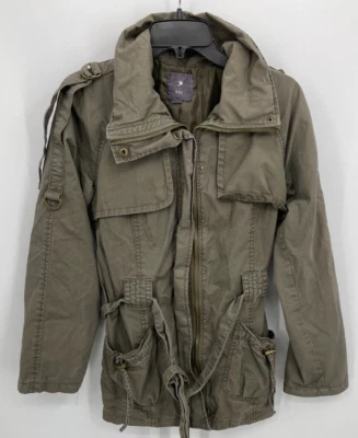XXI Chaqueta Anthropologie Mujer Pequeña Marrón Taupe Militar Safari Lona Boho Foto 1 de 4