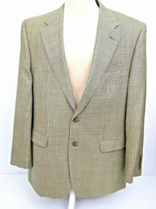 Ralph Lauren Sport Coat Jacket 42L Beige Black Houndstooth 2 Button Silk Blend - Bild 1 von 9