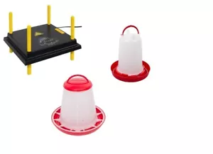 SET:1 Wärmeplatte 25 x 25 cm für 15-20 Küken Heizplatte + Tränke + Futtertrog - Bild 1 von 1