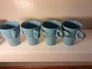 IKEA Aqua Teal Blue Color Stackable Mugs Cups - Picture 1 of 5