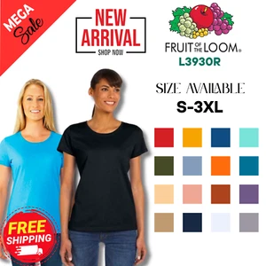 Fruit Of The Loom L3930R Women Short Sleeve HD Cotton New Arrival Fit T-Shirt - Picture 1 of 23