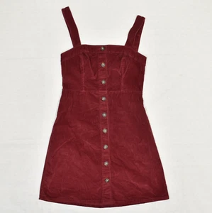 Hollister Women Sheath Dress Button Sleeveless Solid Cotton Red Size XS Corduroy - Picture 1 of 8