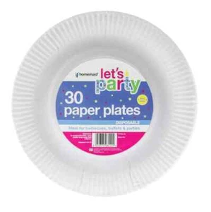151 White Paper Plates, Disposable, Circle, Food Serving Plates, Pack of 30 - Picture 1 of 2