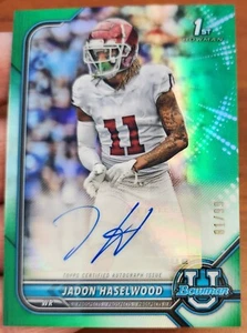JADON HASELWOOD 2021-22 BOWMAN UNIVERSITY 1ST CHROME RC GREEN AUTOGRAPH 81/99 - Picture 1 of 3