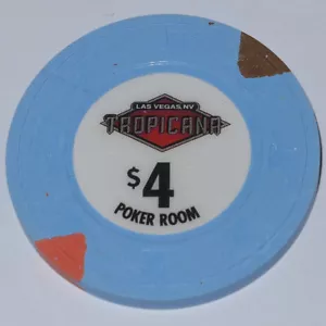 Tropicana - $4 Poker Room Casino Chip - LAS VEGAS - Rare! - Bild 1 von 2