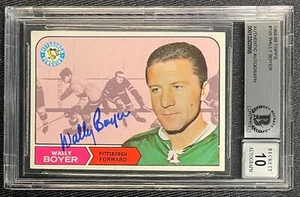 TARJETA BECKETT WALLY BOYER FIRMADA 1968-69 TOPPS PENGUINS GRADO AUTOMÁTICO 10 905 - Imagen 1 de 2