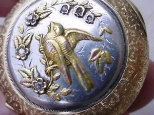 Fantastic  Antique Elgin In 14K Full Hunter, 4 Colors Of Gold Case. Diamond Set. - Picture 1 of 15