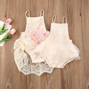 Newborn Baby Girl Outfit One Piece Lace  Backless Tutu Bodysuit Romper Clothes