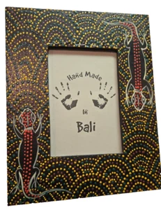 BALI GECKO/LIZARD HAND PAINTED PICTURE FRAME Holds 3.5" x 5" Photo - Picture 1 of 8