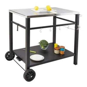 Outdoor Grill Cart with Double-Shelf BBQ Movable Food Prep Table Multi-Functiona - Picture 1 of 8