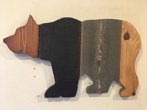 Wandbild Bär rustikal Holz Silhouette - Bild 1 von 3