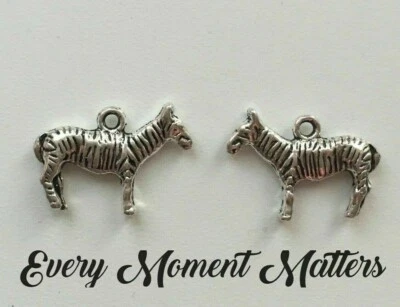 EVERY MOMENT MATTERS 10 x Tibetan Silver ZEBRA ANIMAL 3D 16x22x3mm Charms Pendant