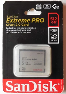 SANDISK CFAST 2.o - 512GB - 4K V130 - Read 525 MB/S - Write 450 MB/s - NEW PKG - Picture 1 of 3