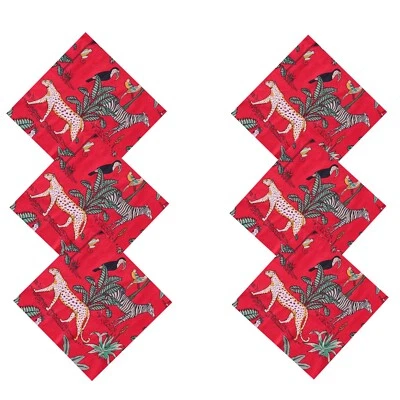 Red Forest Printed Pure Cotton Table Napkins, Indian Handmade Dinner Serviettes - Image 1 of 4