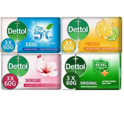 Dettol Soap Bars 60g Pack of 12 Original, Fresh, Skincare, Cool - Antibacterial