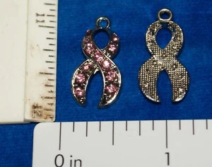 Ciondolo Nastro Strass Rosa Cancro al Seno Set di 5 Artigianali Spedizione Rapida - Foto 1 di 2